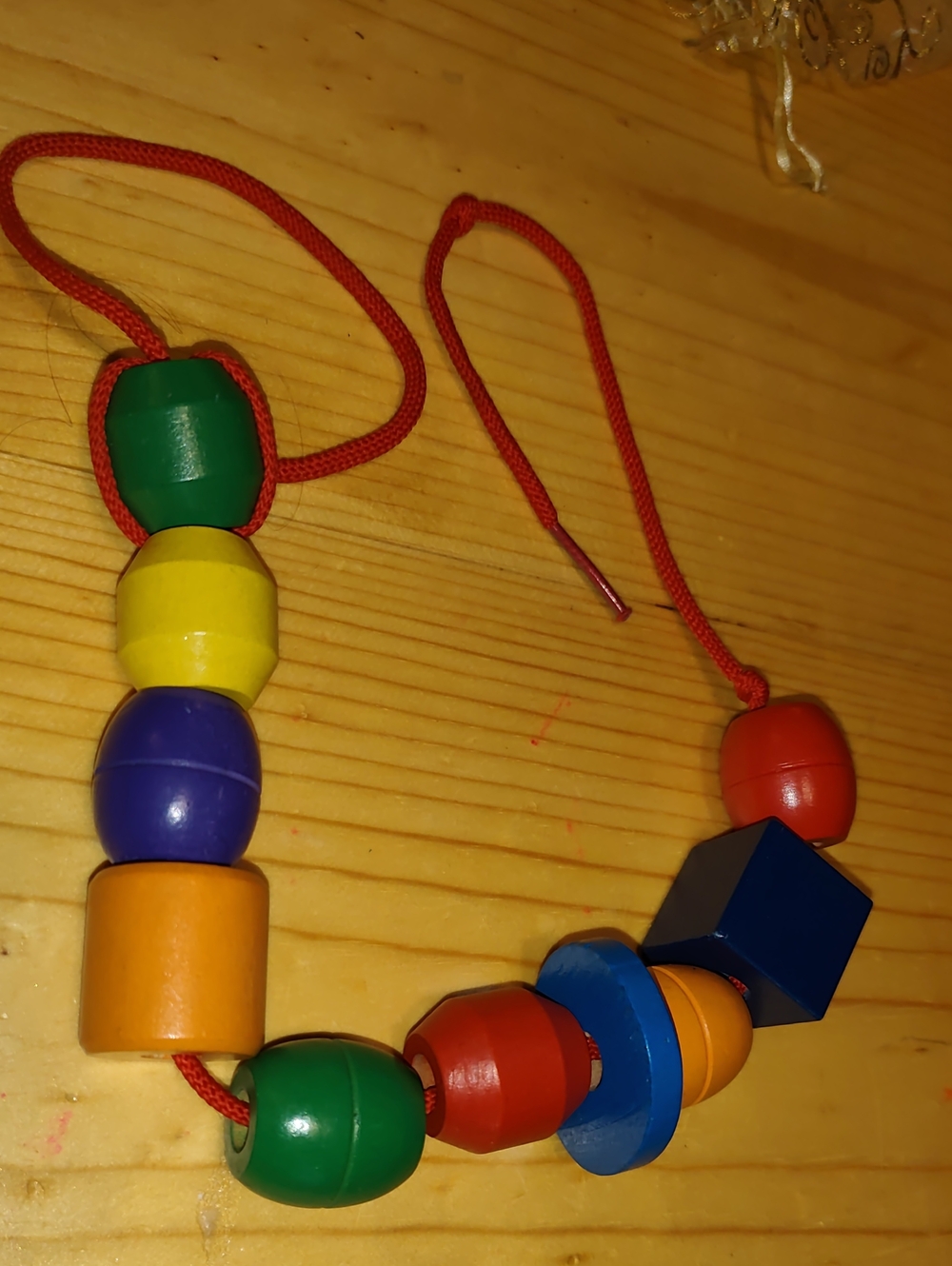 Rainbow Wooden Bead Lacing Toy - Multicolor